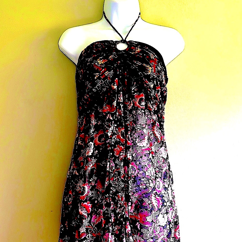 NWT Anthropologie Long Floral Boho Flowy Halter Top